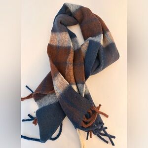 Madewell Brushed Wool Tassled Scarf - Blue, Brown